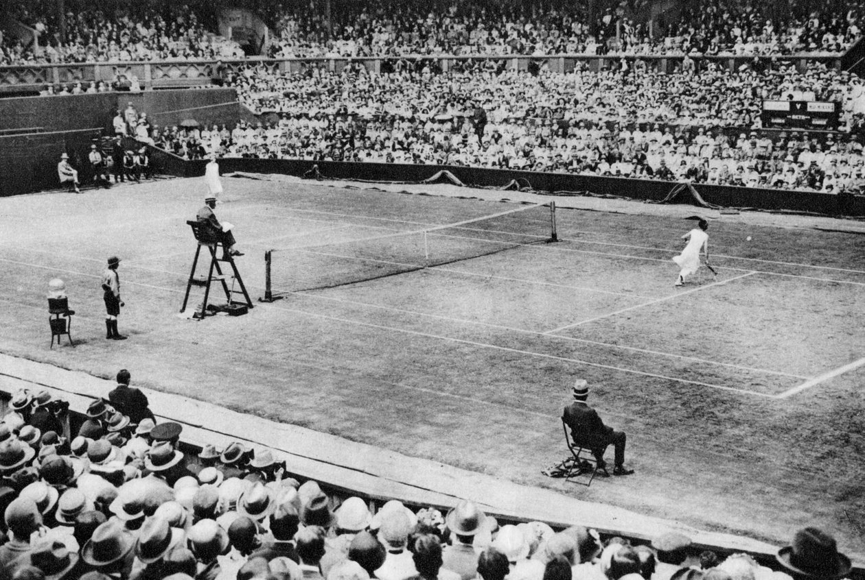 Suzanne Lenglen spiller Miss McKane, Wimbledon, London, 1926-1927 av Unbekannt