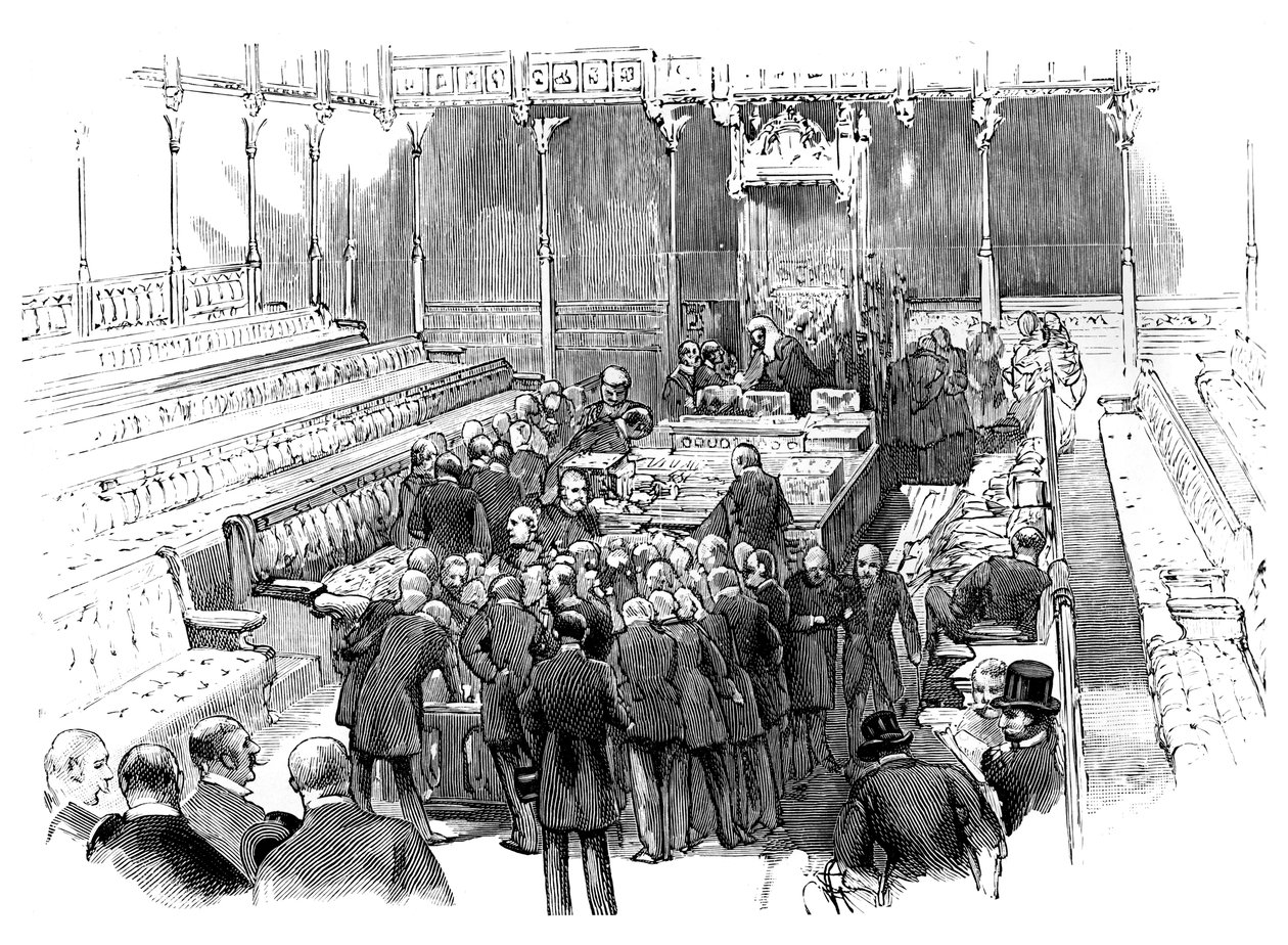 Banne i medlemmer ved House of Commons, Westminster, London, c1905 av Unbekannt