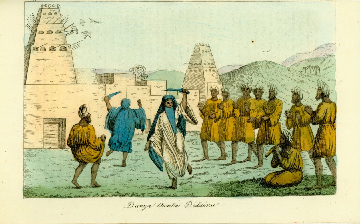 Sverddans av nomadiske beduinarabere nær kongenes dal i Theben av Giovanni Battista Belzoni av Unbekannt