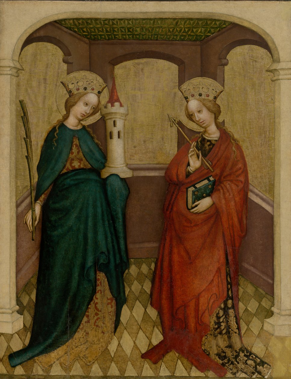 Tavle med St. Barbara og St. Ursula av Unbekannt