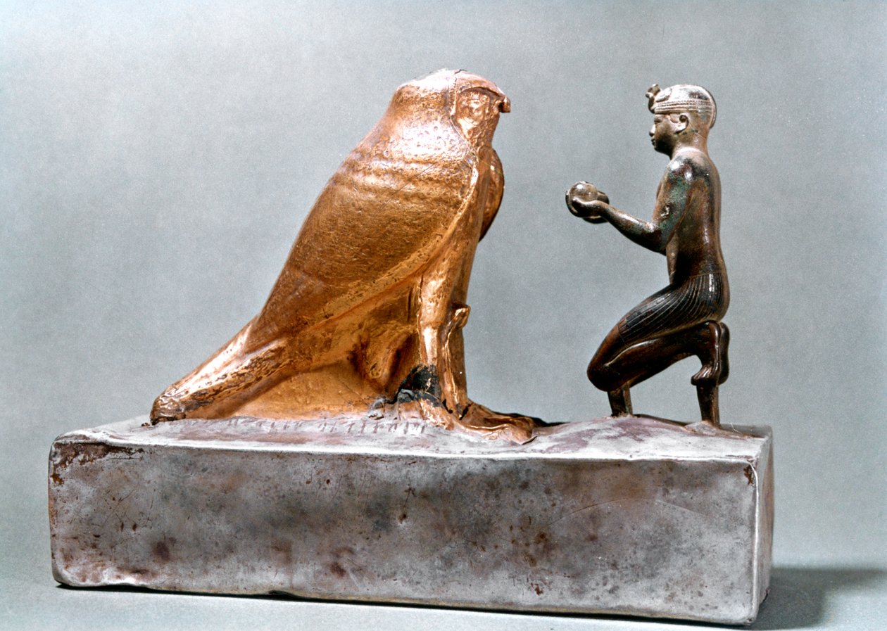 Taharqa foran falken Hemen, gammel egyptisk, 7. århundre f.Kr av Unbekannt