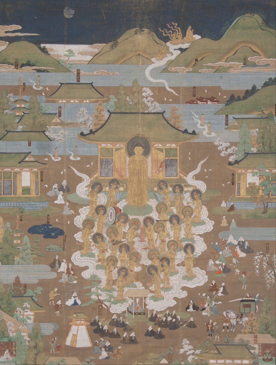 Taima Temple Mandala- Amida ønsker Chûjôhime velkommen til det vestlige paradis av Unbekannt