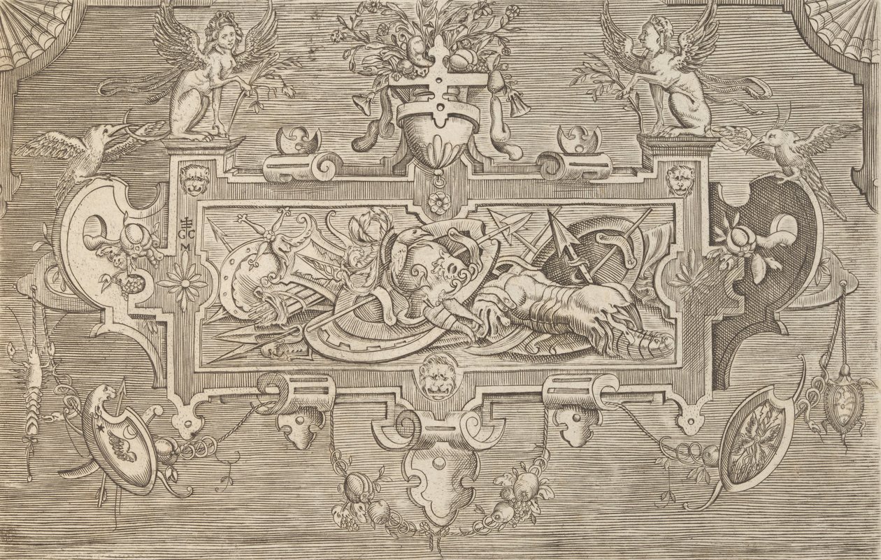 Plaketter og andre ornamenter med forskjellige og lunefulle oppfinnelser Kartusjer og andre ornamenter o ..., 1773. av Unbekannt