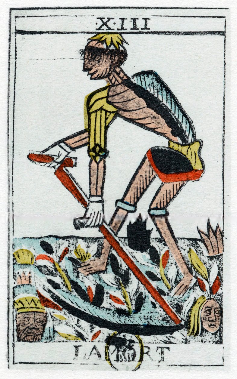 Tarot Card of Death, the grim reaper, Noblet tarot, 1600-tallet. av Unbekannt