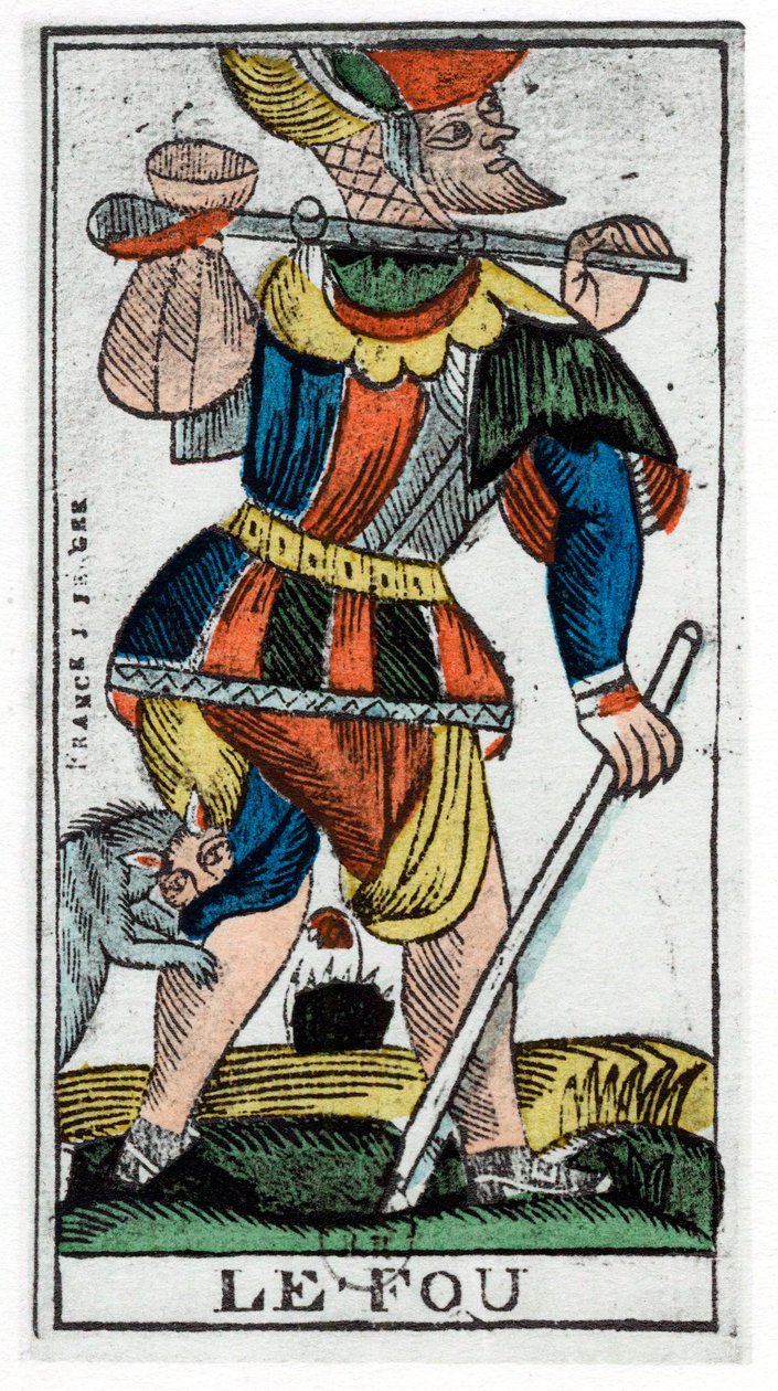 Tarotkort av narren, Jergot Tarot, 1600-tallet. av Unbekannt