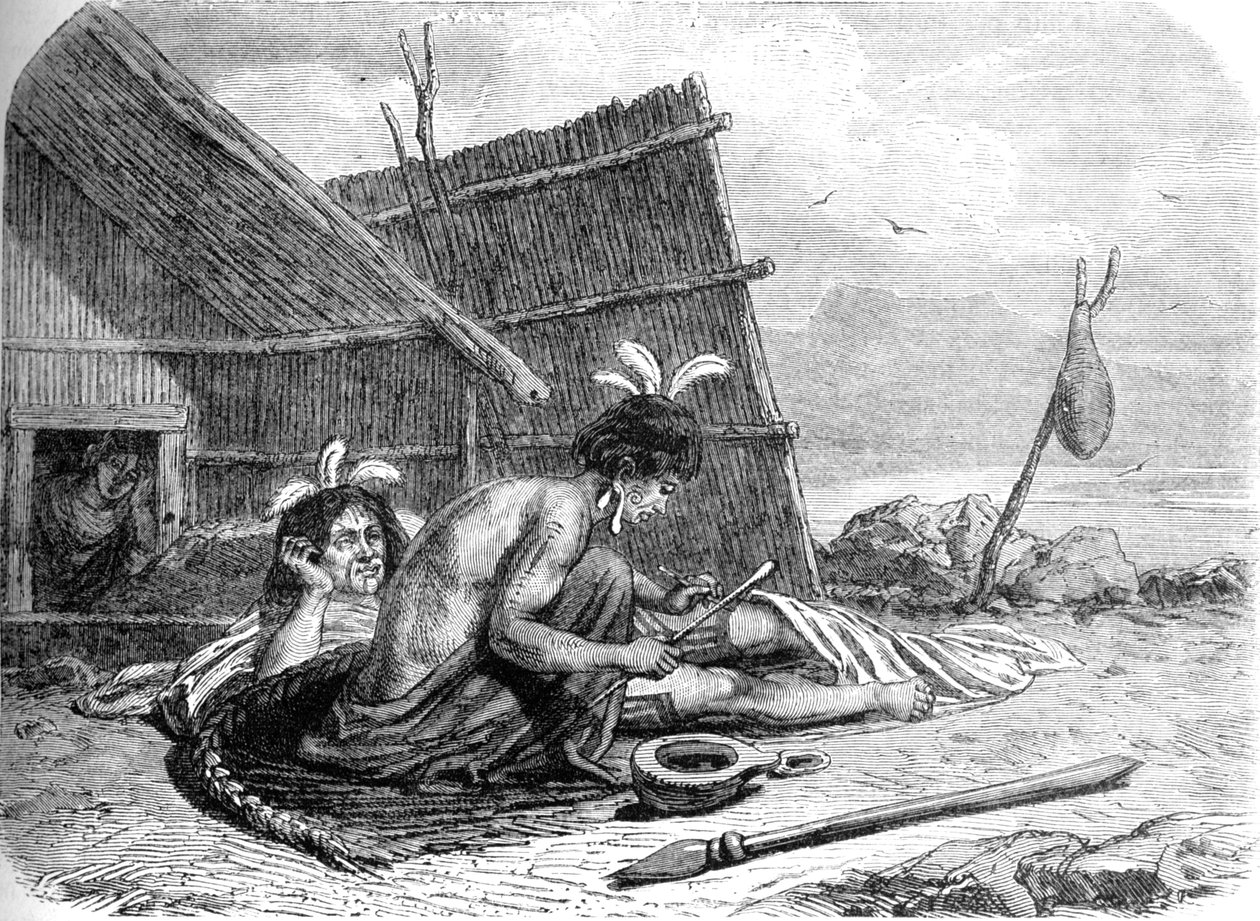 Tatovering av en maorihøvding, ca 1880 av Unbekannt