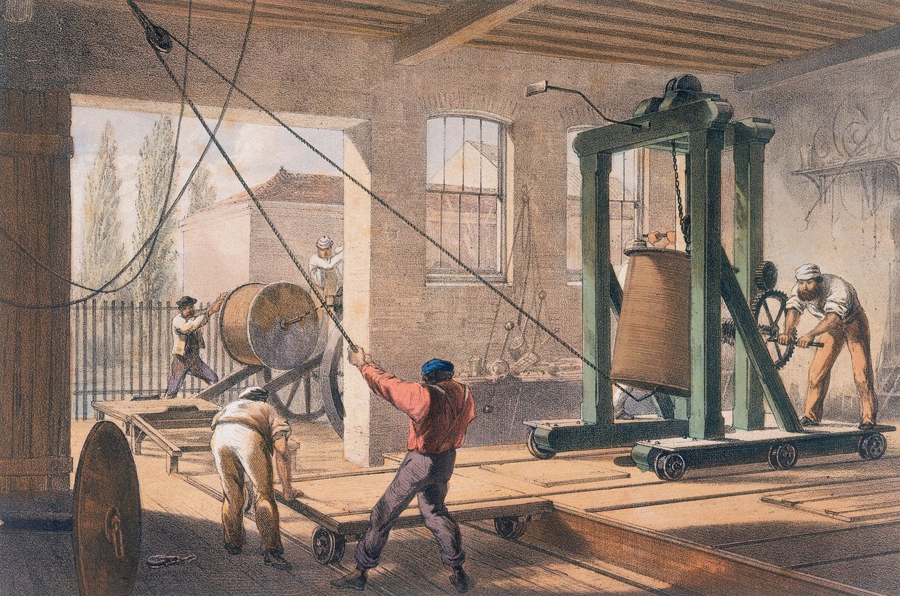Telegrafledning ved Greenwich-verkene, c1865 av Unbekannt