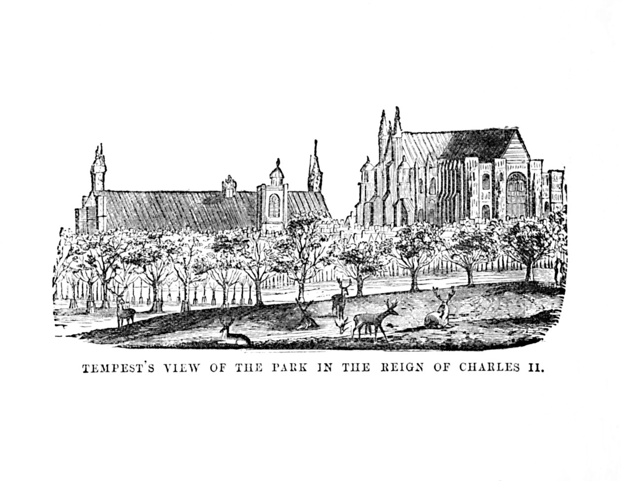 Tempests View of the Park in the Reign of Charles II, c1870 av Unbekannt
