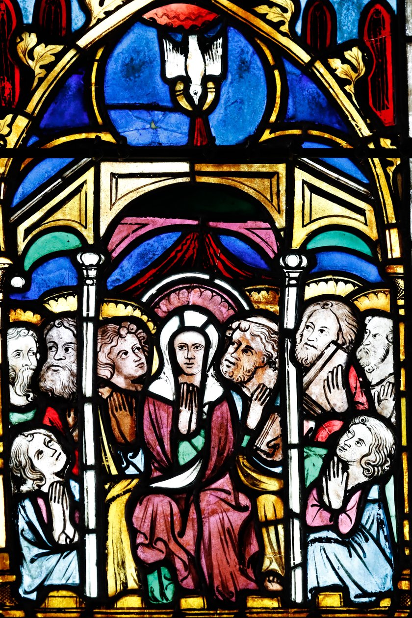 Temple Saint-ƒtienne Calvinist Church, Glassmaleri, The Assumption of Mary into Heaven, Strasbourg, Frankrike. av Unbekannt