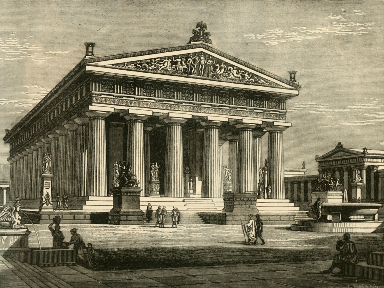 Tempel i Paestum, restaurert, 1890. av Unbekannt