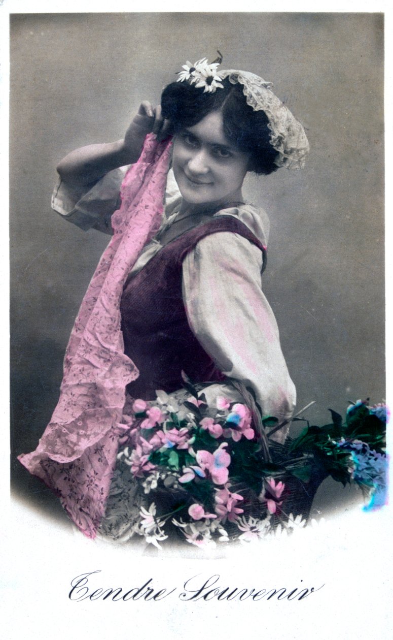 Tendre Souvenir, fransk postkort, c1900 av Unbekannt