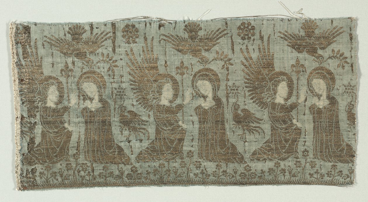 Tekstilfragment med bebudelsen, 1370-1400. av Unbekannt