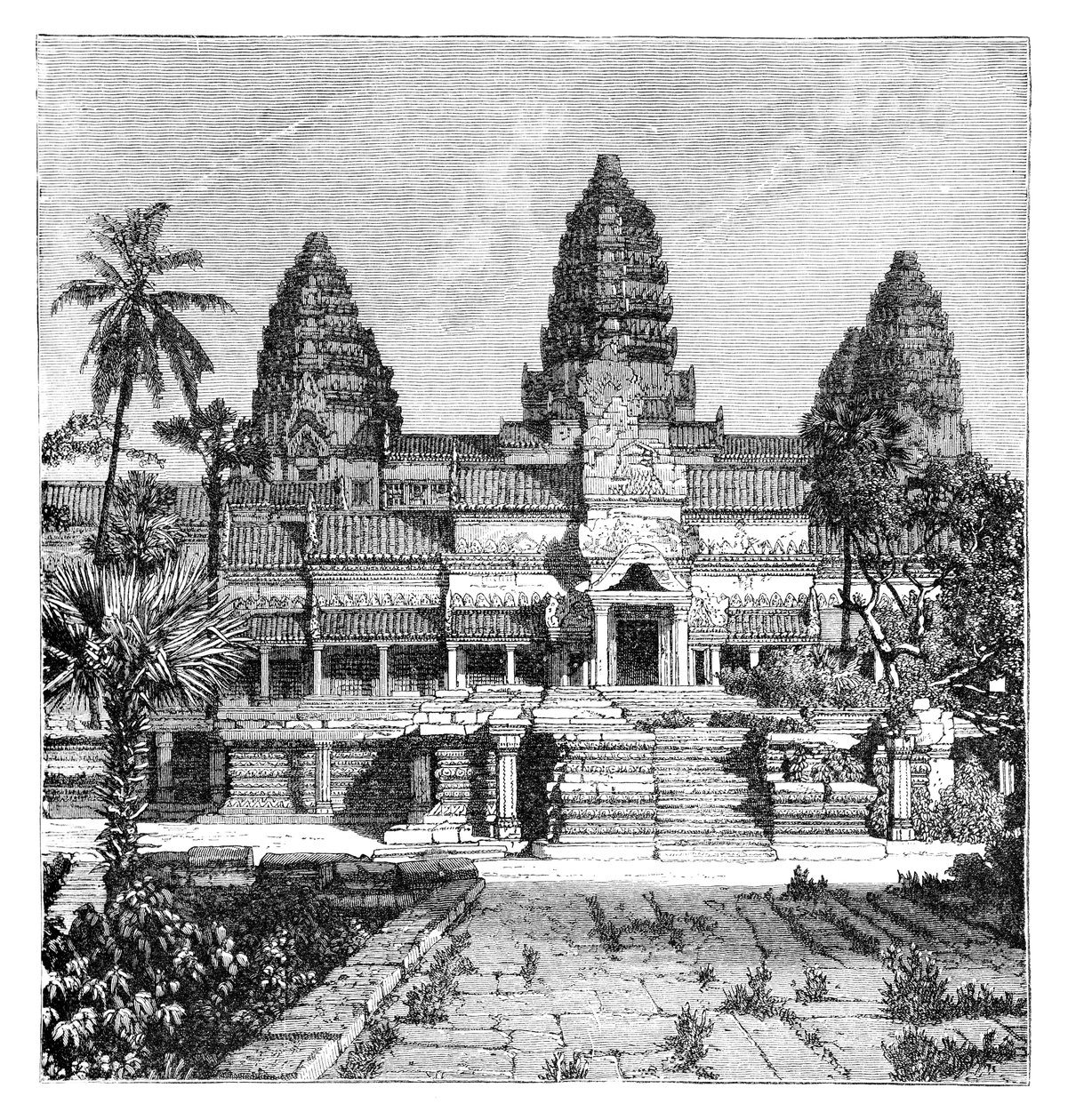 Hovedfasaden til tempelet i Angkor-Wat, Kambodsja, 1895 av Unbekannt