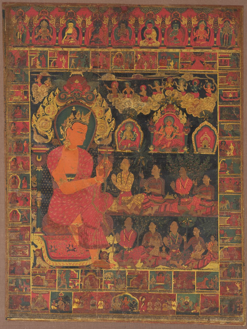 Thangka med bejeweled Buddha Preaching, 1648. av Unbekannt