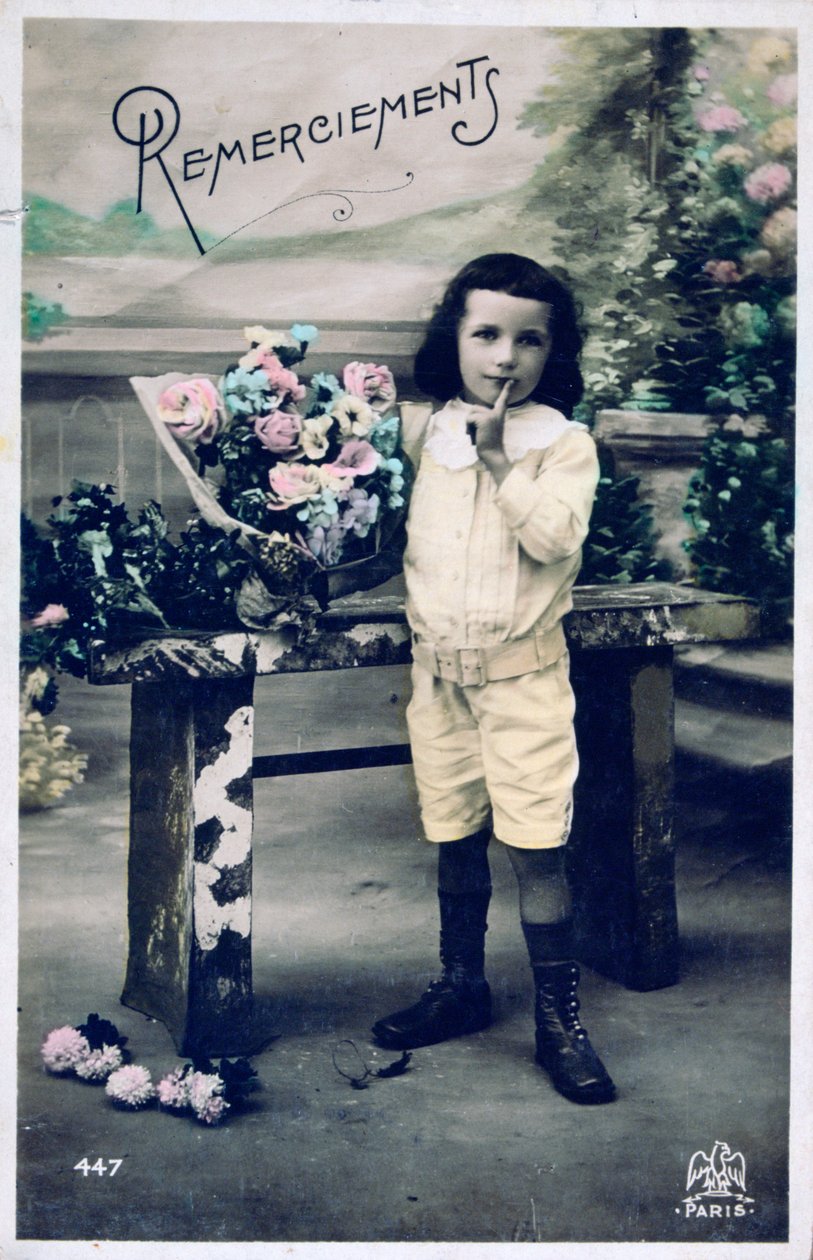 Takk, vintage fransk postkort, c1900 av Unbekannt