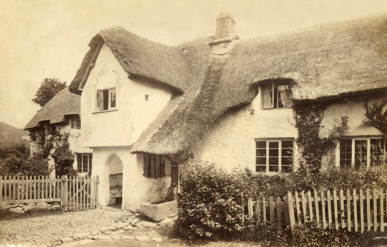 Hytte med stråtak, Lustleigh, Devon. av Unbekannt