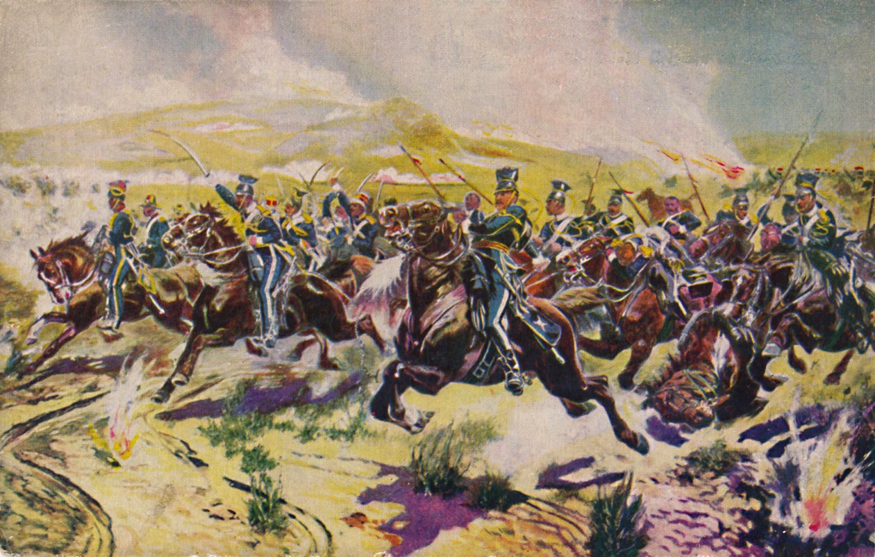 Den 17. Lancers. Anklagen for den lette brigaden ved Balaclava, 1854, 1939 av Unbekannt