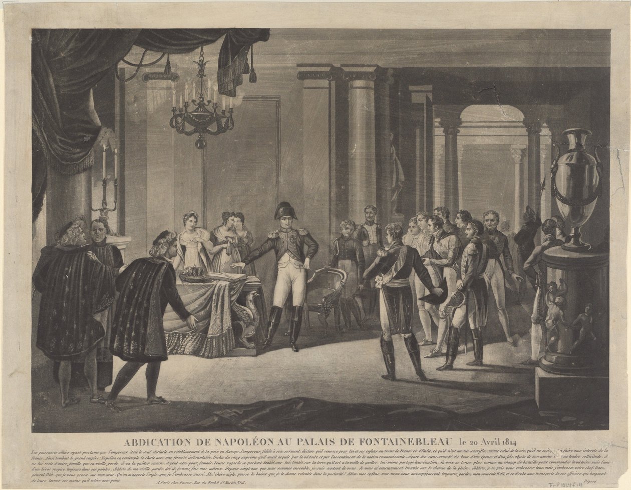 Abdikasjonen av Napoleon ved Fontainebleau, 1814 av Unbekannt