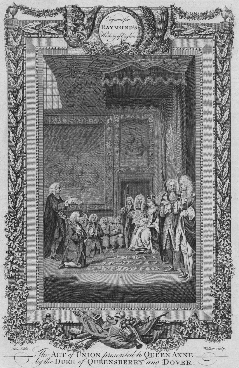 The Act of Union presentert for dronning Anne av hertugen av Queensberry og Dover, c1787 av Unbekannt