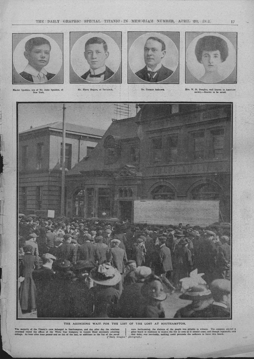 The agonizing wait for the list of the lost i Southampton, 20. april 1912. av Unbekannt