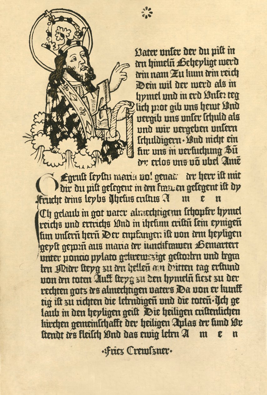 Den allmektige, med Paternoster, Ave Maria og Credo på tysk, 1915. av Unbekannt