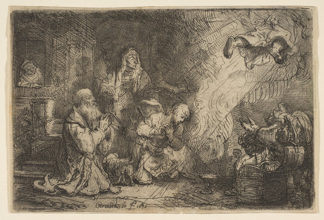 Engelen som forlater familien til Tobias, 1641. av Unbekannt