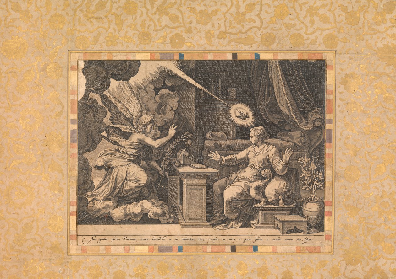 The Annunciation, Folio fra Bellini Album, ca. 1600. av Unbekannt