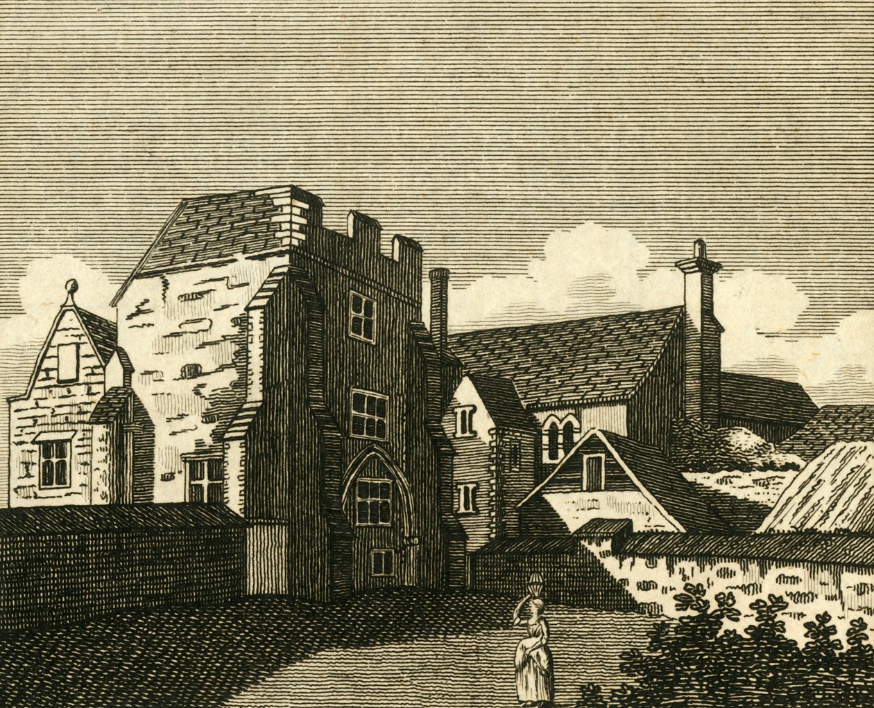 Archbishops Palace Great Hall, på Canterbury, c1786. av Unbekannt