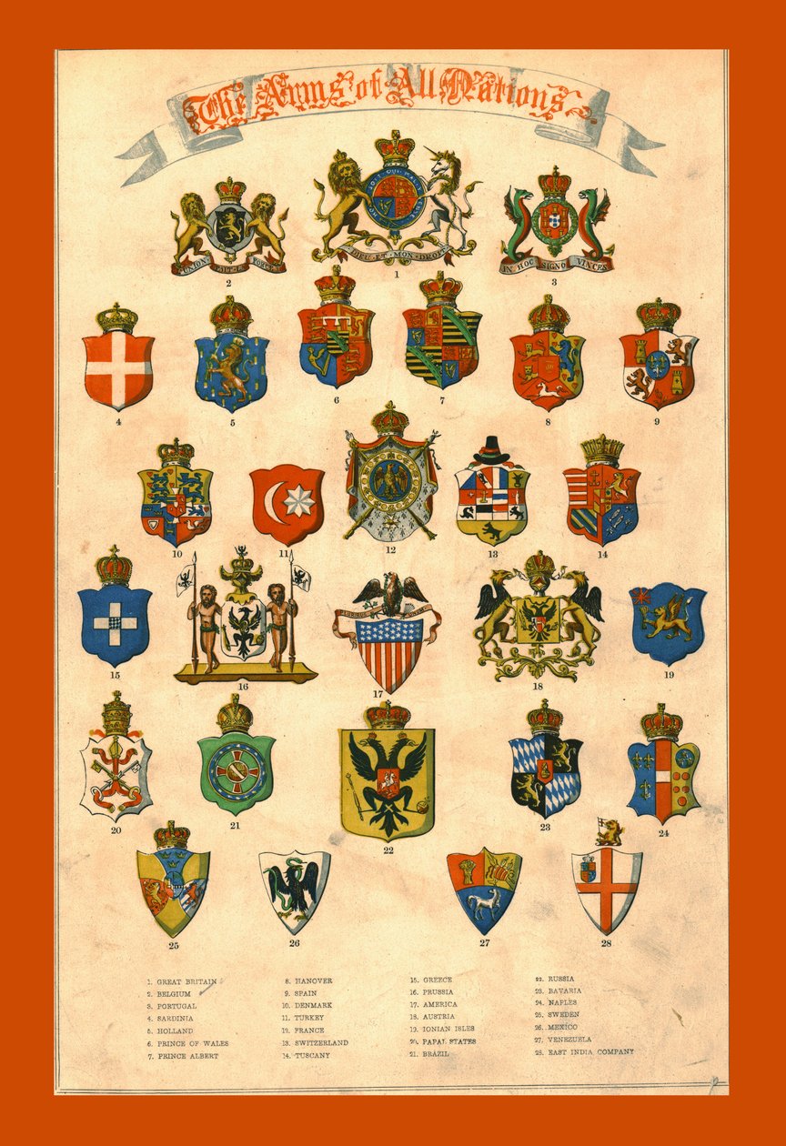 Alle nasjoners våpen, 1858. av Unbekannt