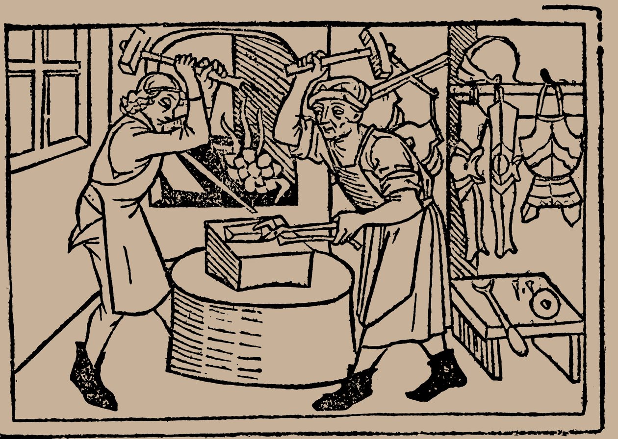 Smedkunsten. Fra Speculum Vitae Humanae av Rodericus Zamorensis, 1479. av Unbekannt