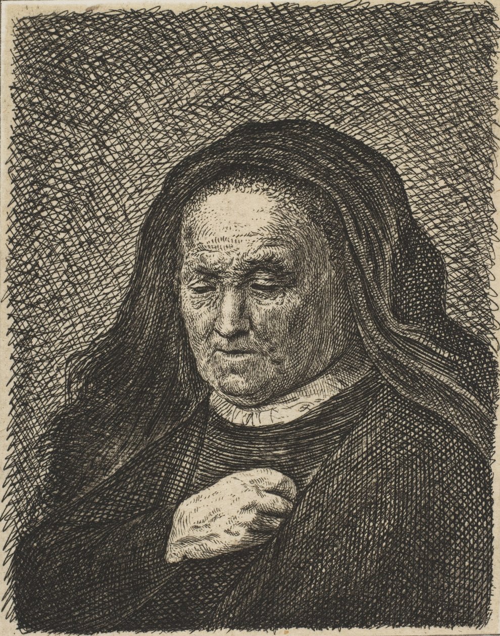 Kunstnerens mor med hånden på brystet, 1700-tallet., 1700-tallet. av Unbekannt