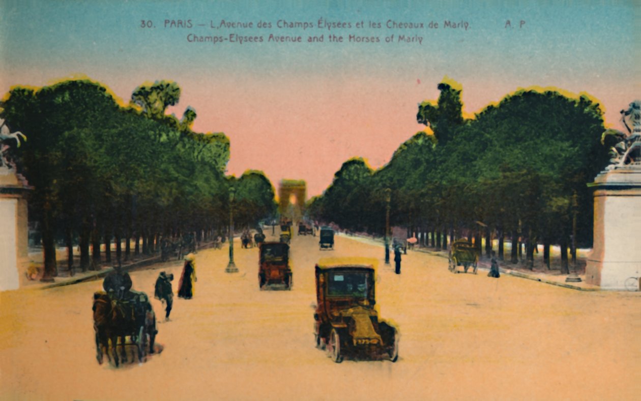 Avenue des Champs-Elysées and the Marly Horses, Paris, c1920 av Unbekannt