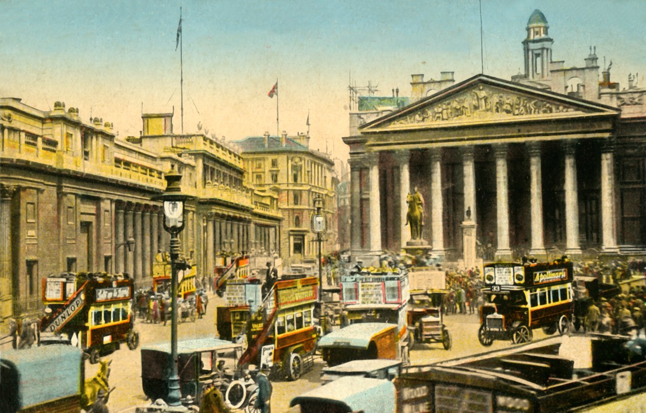 Bank of England og Royal Exchange, London, c1910. av Unbekannt