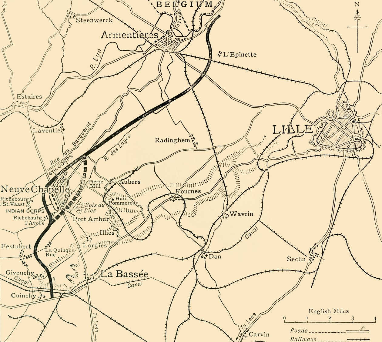 Slagmarken ved Neuve Chapelle, første verdenskrig, 1915, c1920. av Unbekannt