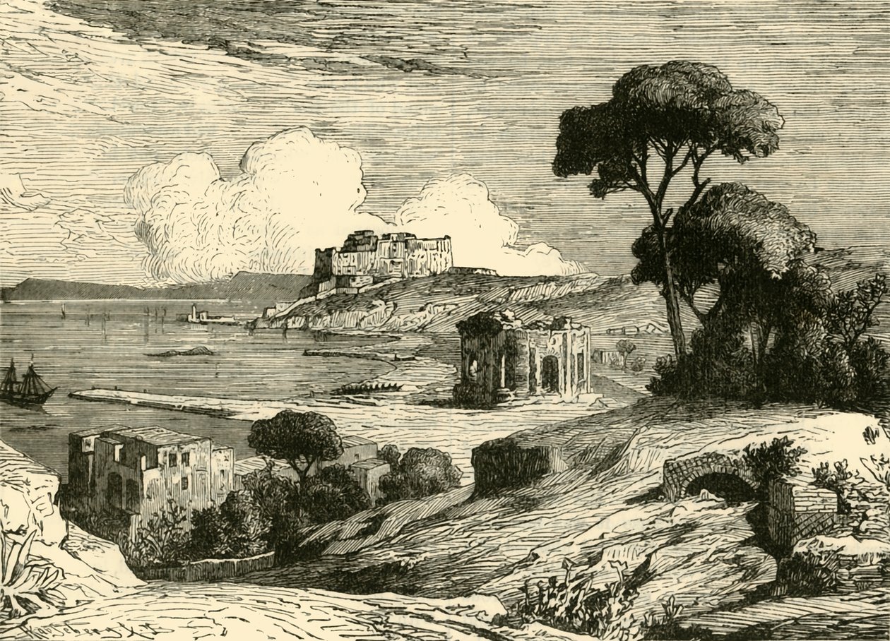 The Bay of Bale, med ruinene av romerske villaer, 1890. av Unbekannt