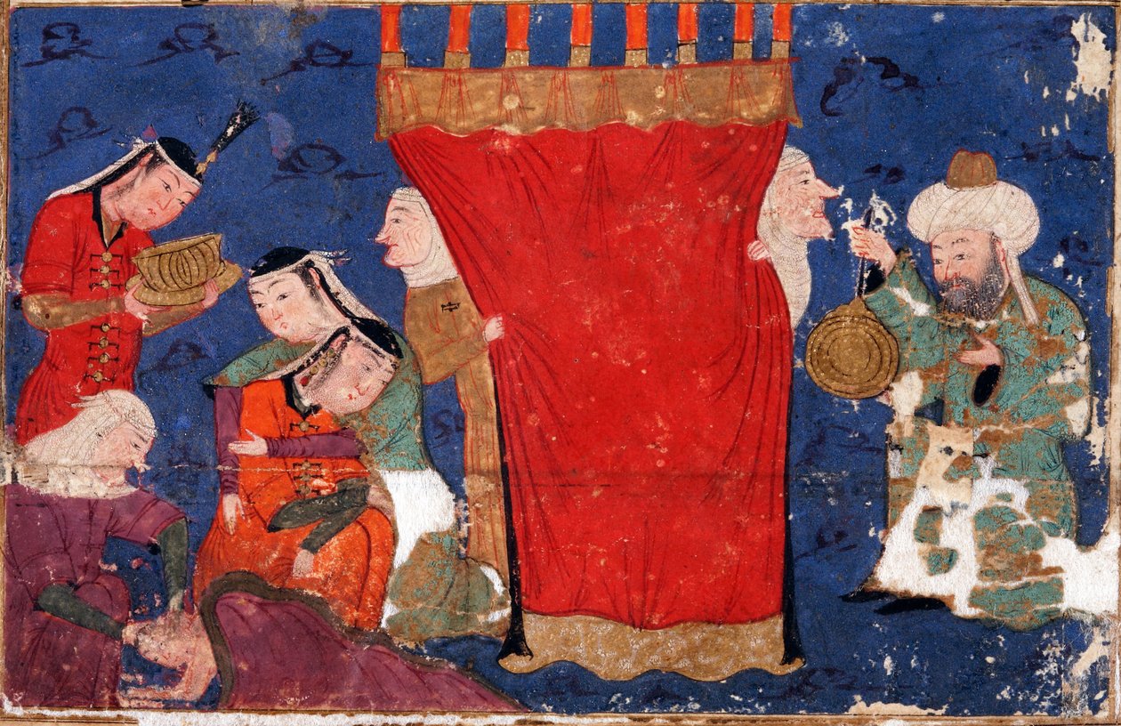 Aleksander den stores fødsel. Fra: Eskandar-nameh The Book of Alexander av Unbekannt