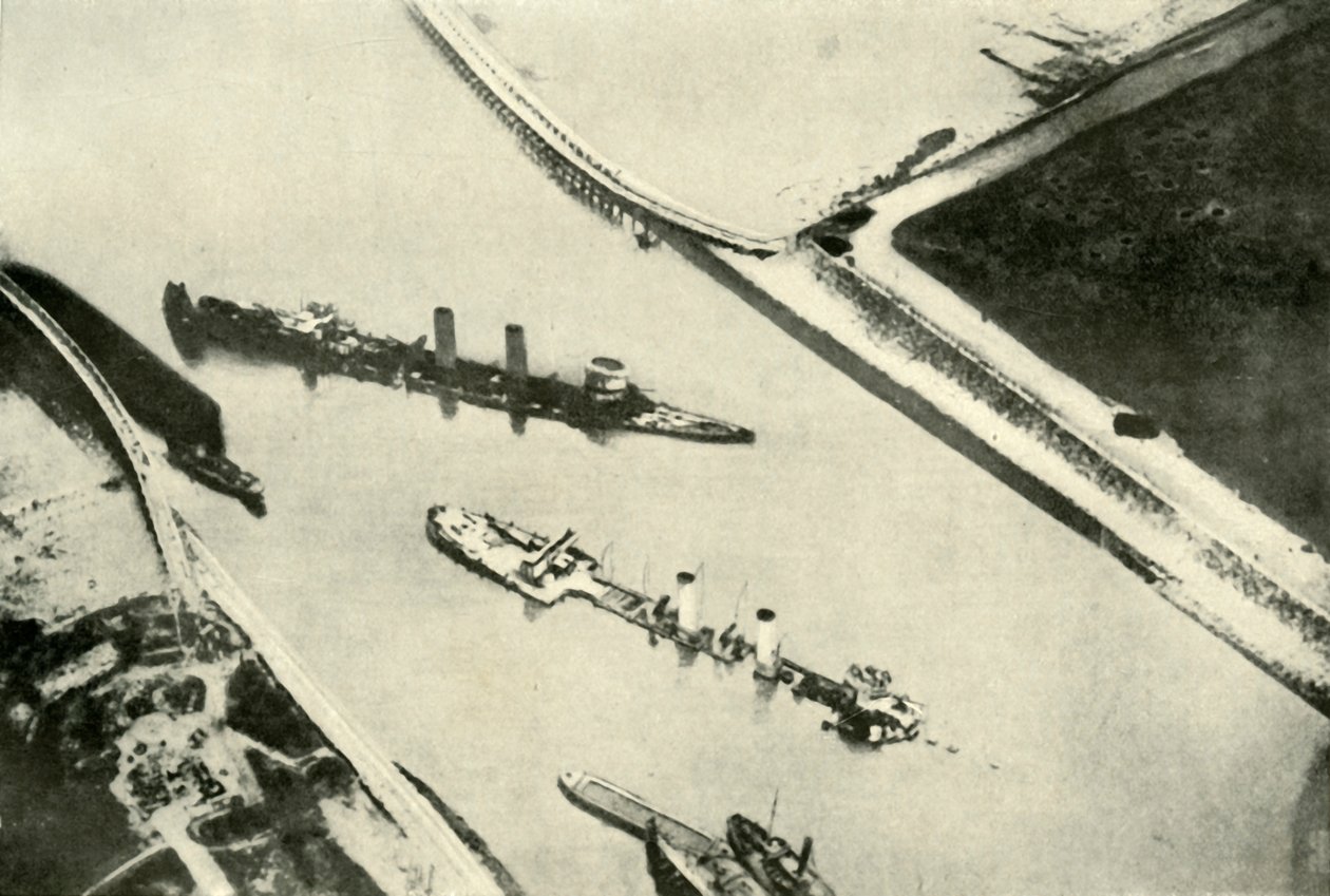 Blokkeringen av Zeebrugge havn, 1919. av Unbekannt