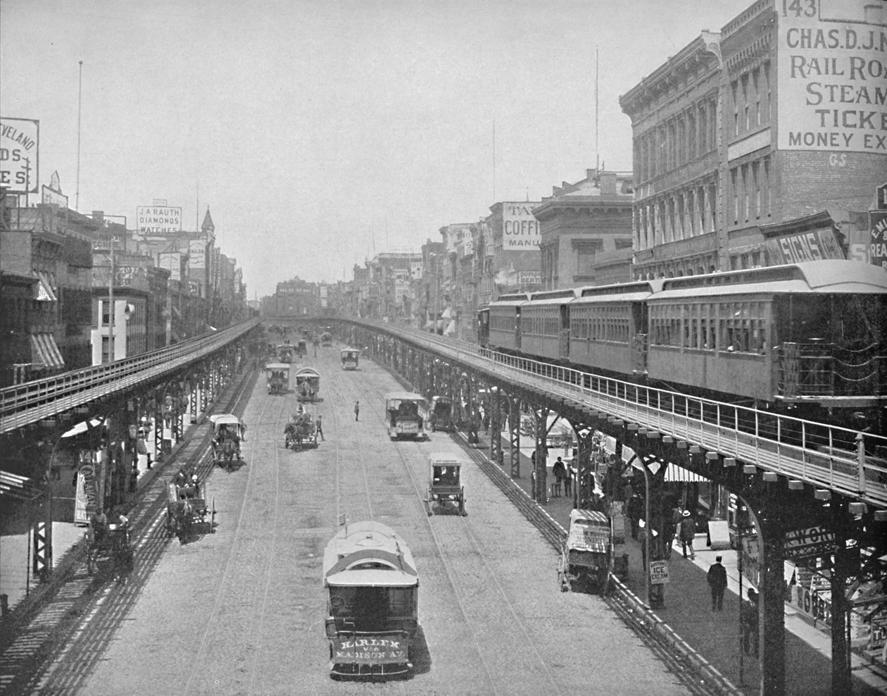The Bowery, ser nordover, New York, c1897. av Unbekannt