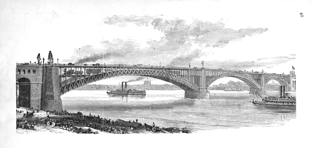 Broen over Mississippi ved St. Louis, 1883 av Unbekannt