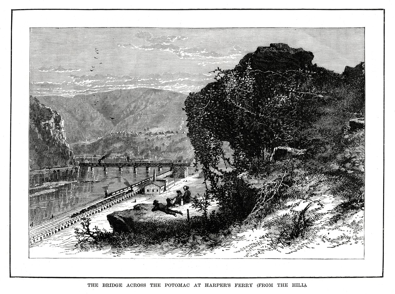 Broen over Potomac ved Harpers Ferry, West Virginia, USA, 1877 av Unbekannt