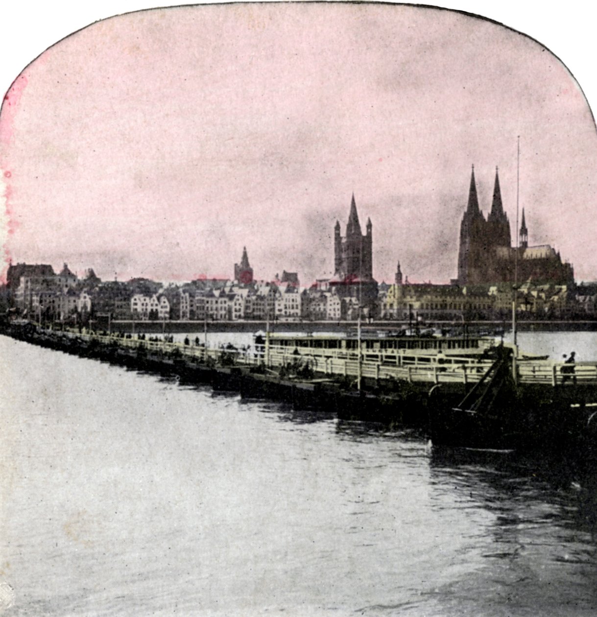 Båtbroen over Rhinen, Köln, Tyskland, tidlig på 1900-tallet av Unbekannt