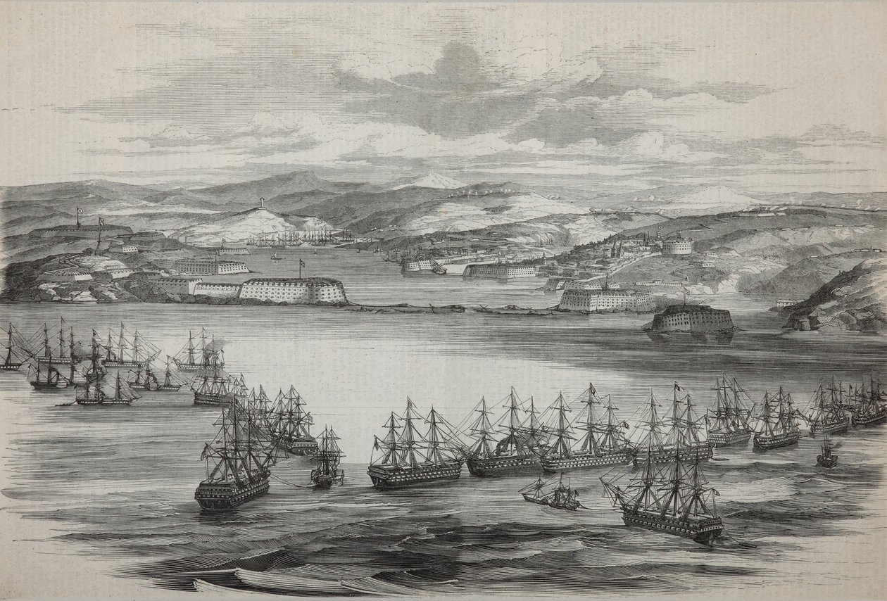 Den britisk-franske skvadronen i Sevastopol, ca 1855 av Unbekannt