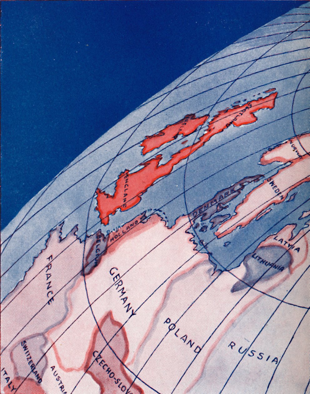 De britiske øyer og Nord-Europa kl. 06.00 midtsommerdagen 1935 av Unbekannt