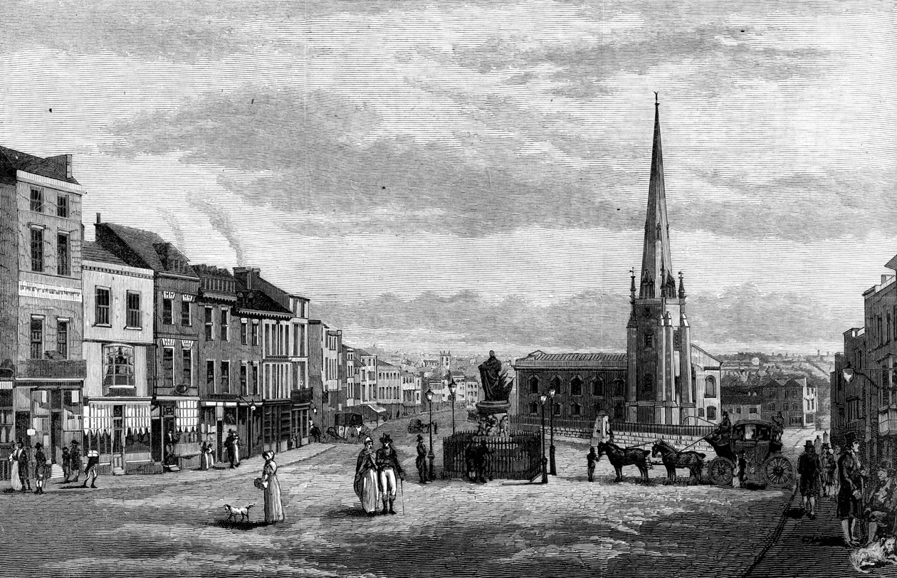 Bull Ring, med St Martins Church, Birmingham, 1812 1887 av Unbekannt