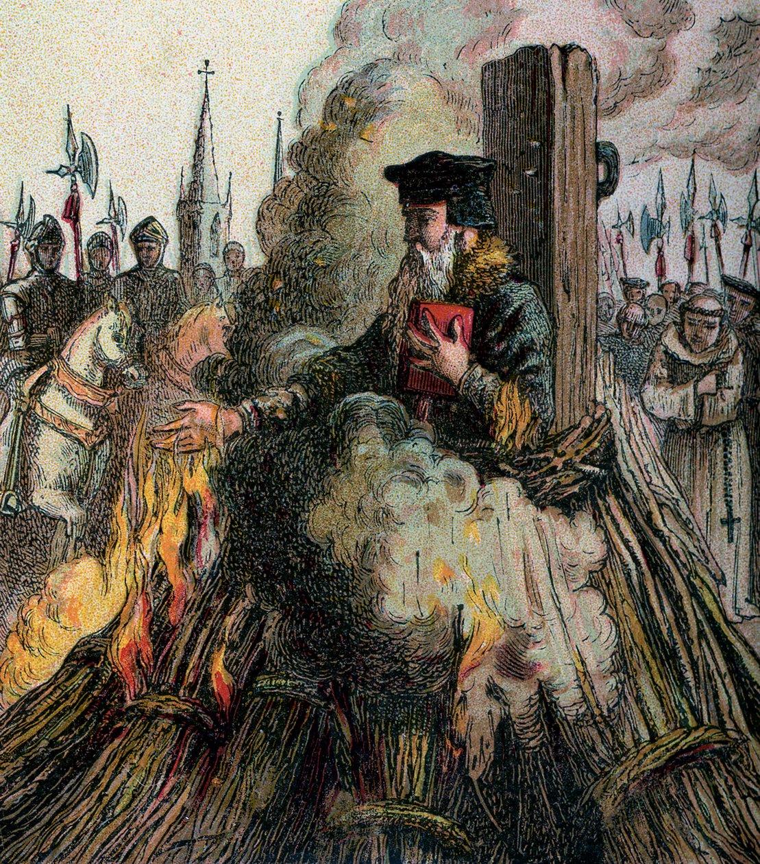 The Burning Of Cranmer, 1556, c1850 av Unbekannt