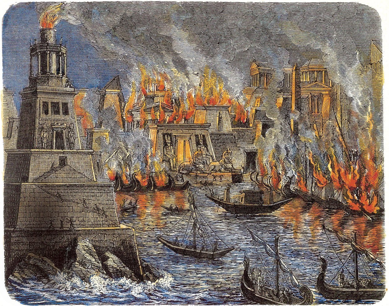Brenningen av biblioteket i Alexandria, 1876 av Unbekannt