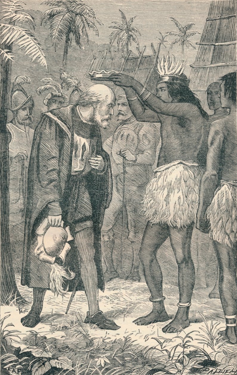 The Cacique Plasser en krone på hodet til Columbus, 1904 av Unbekannt
