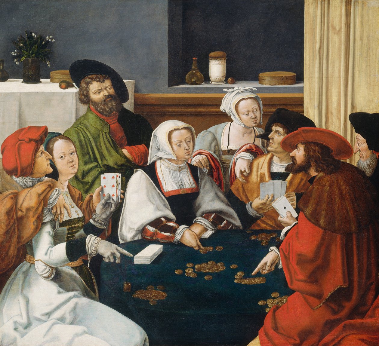 Kortspillerne, sannsynligvis ca. 15501599. av Unbekannt