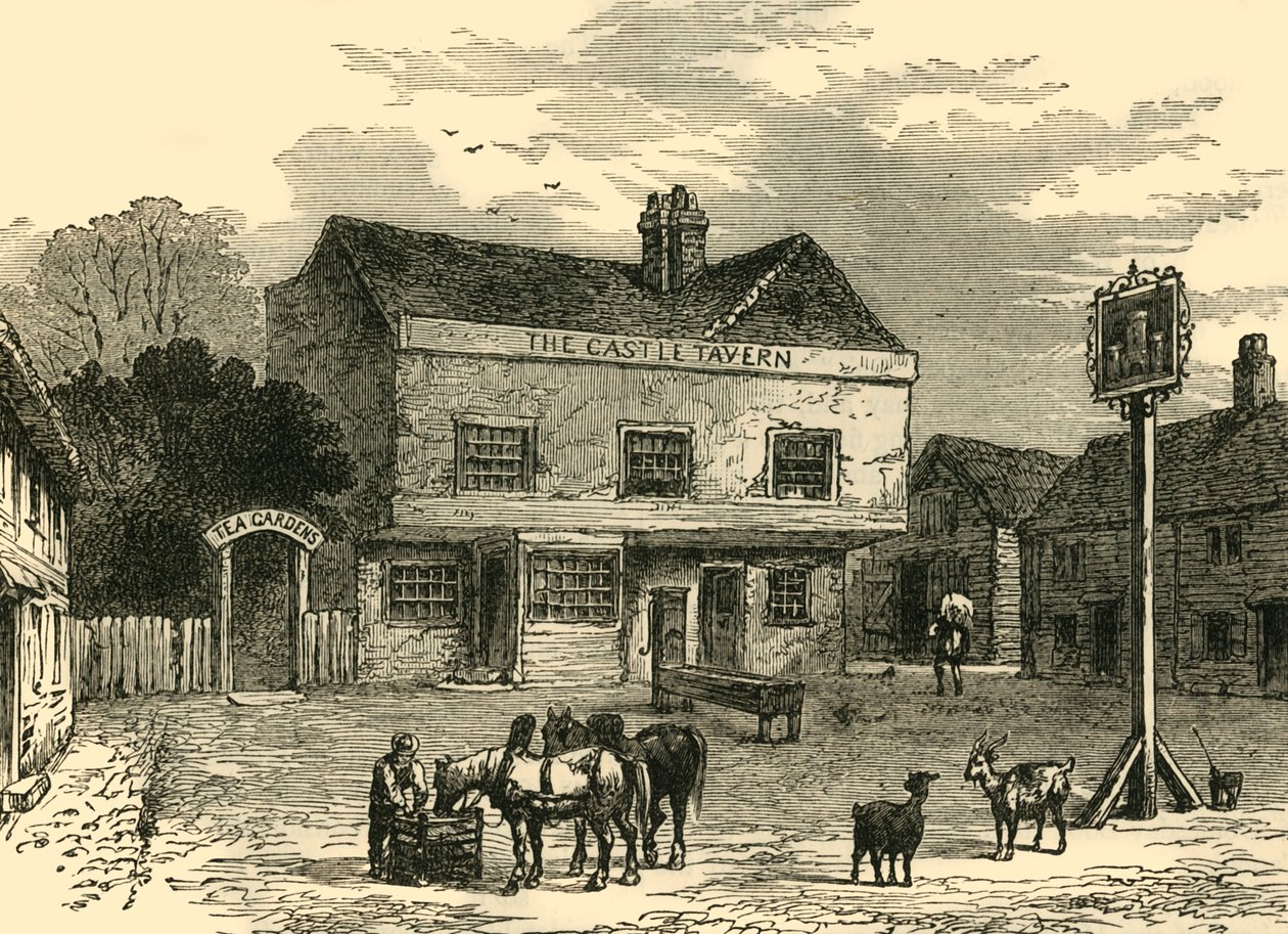 The Castle Tavern, Kentish Town Road, i 1800, c1876. av Unbekannt