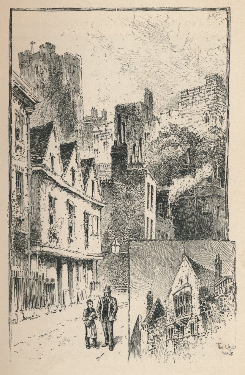 Slottet fra Thames Street. Litt av ytterveggene, 1895 av Unbekannt